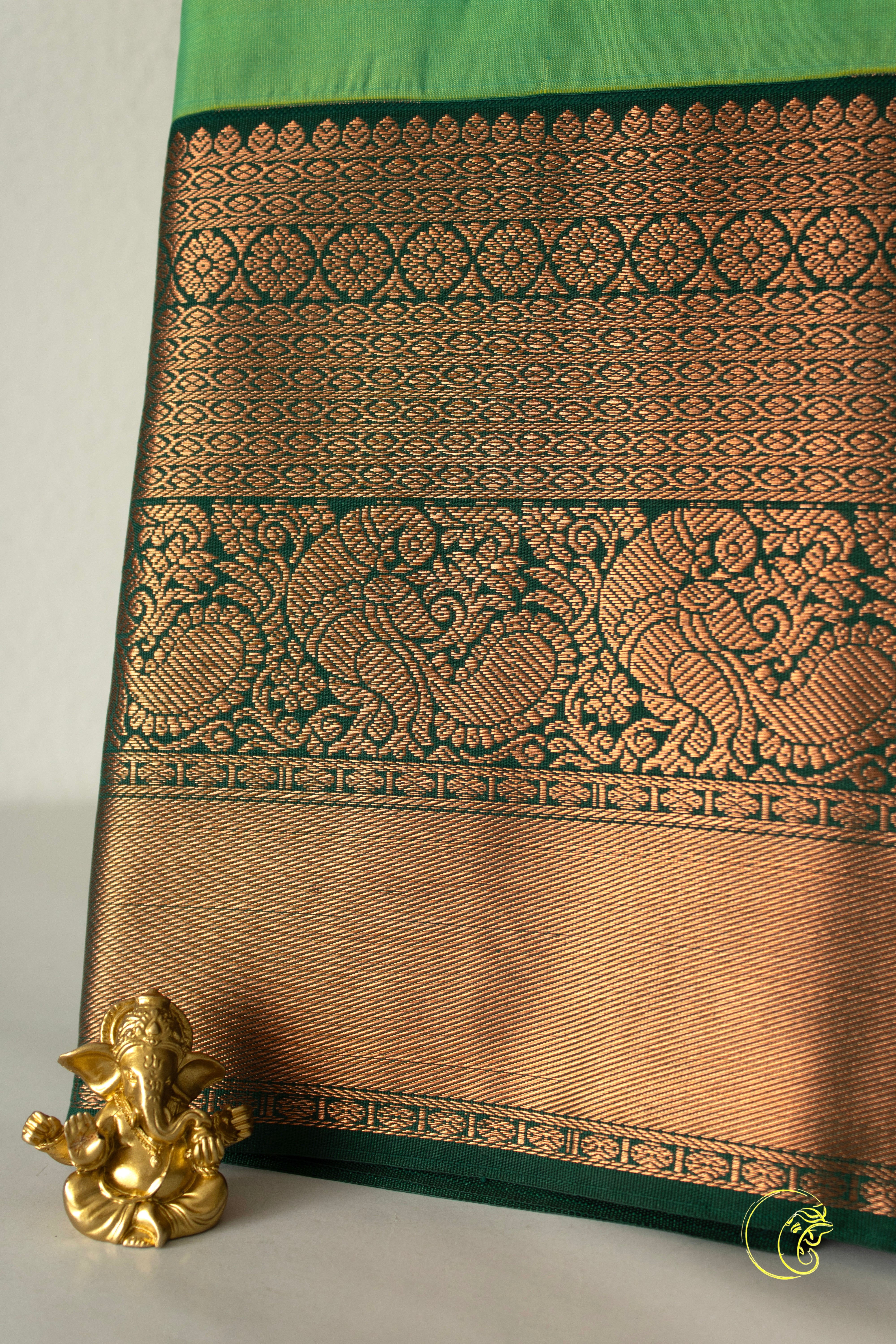 Pear Green & Dark Green SoftSilk Saree