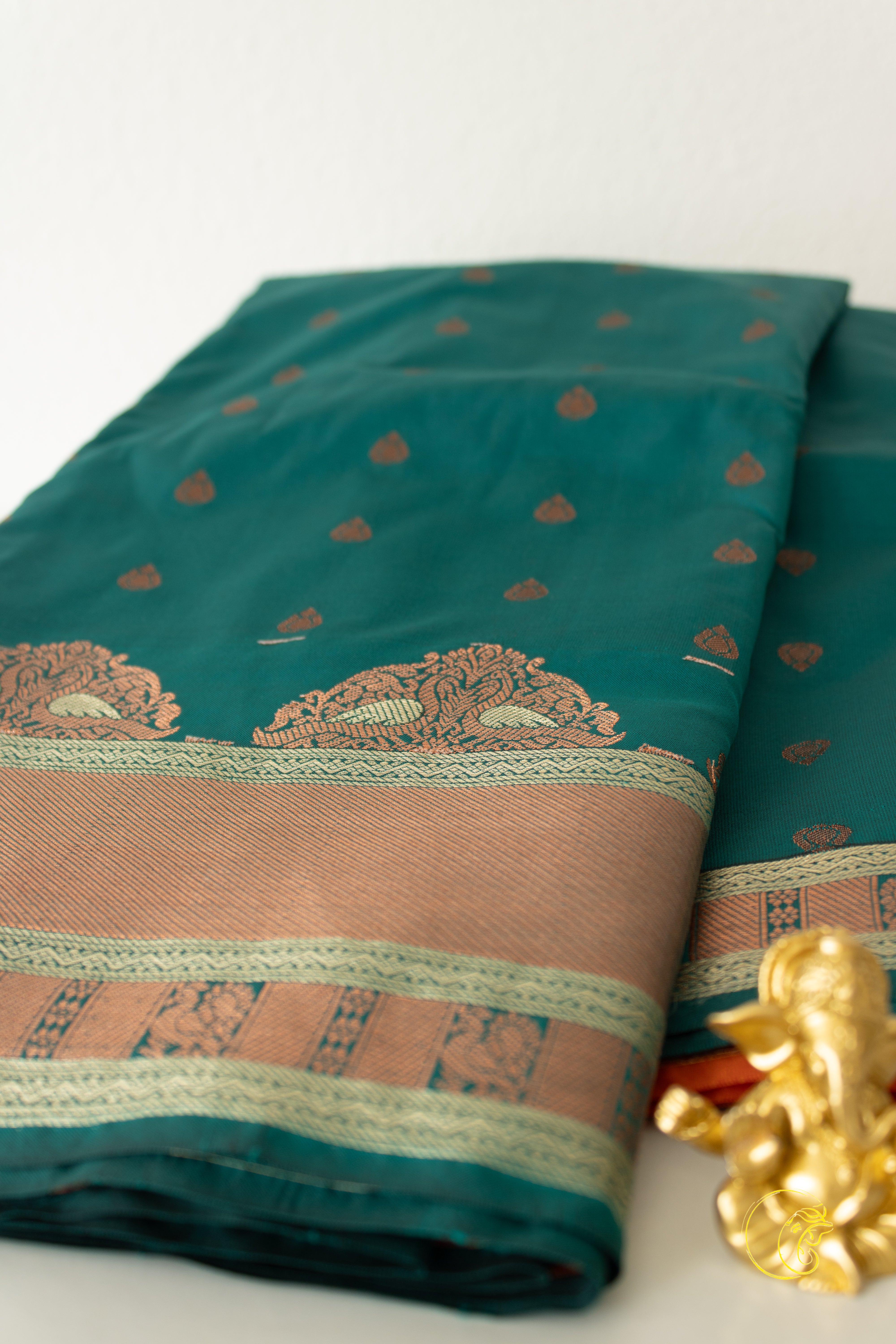 Peacock & Orange SoftSilk Saree