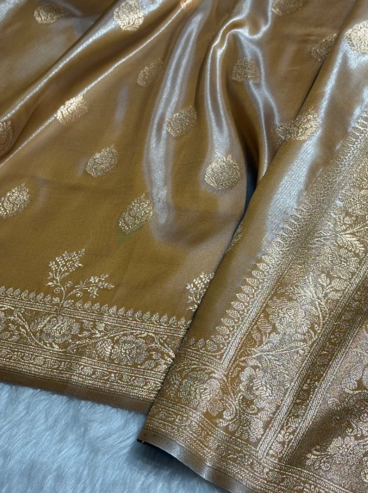 Beige Banarasi Mashru Silk Saree
