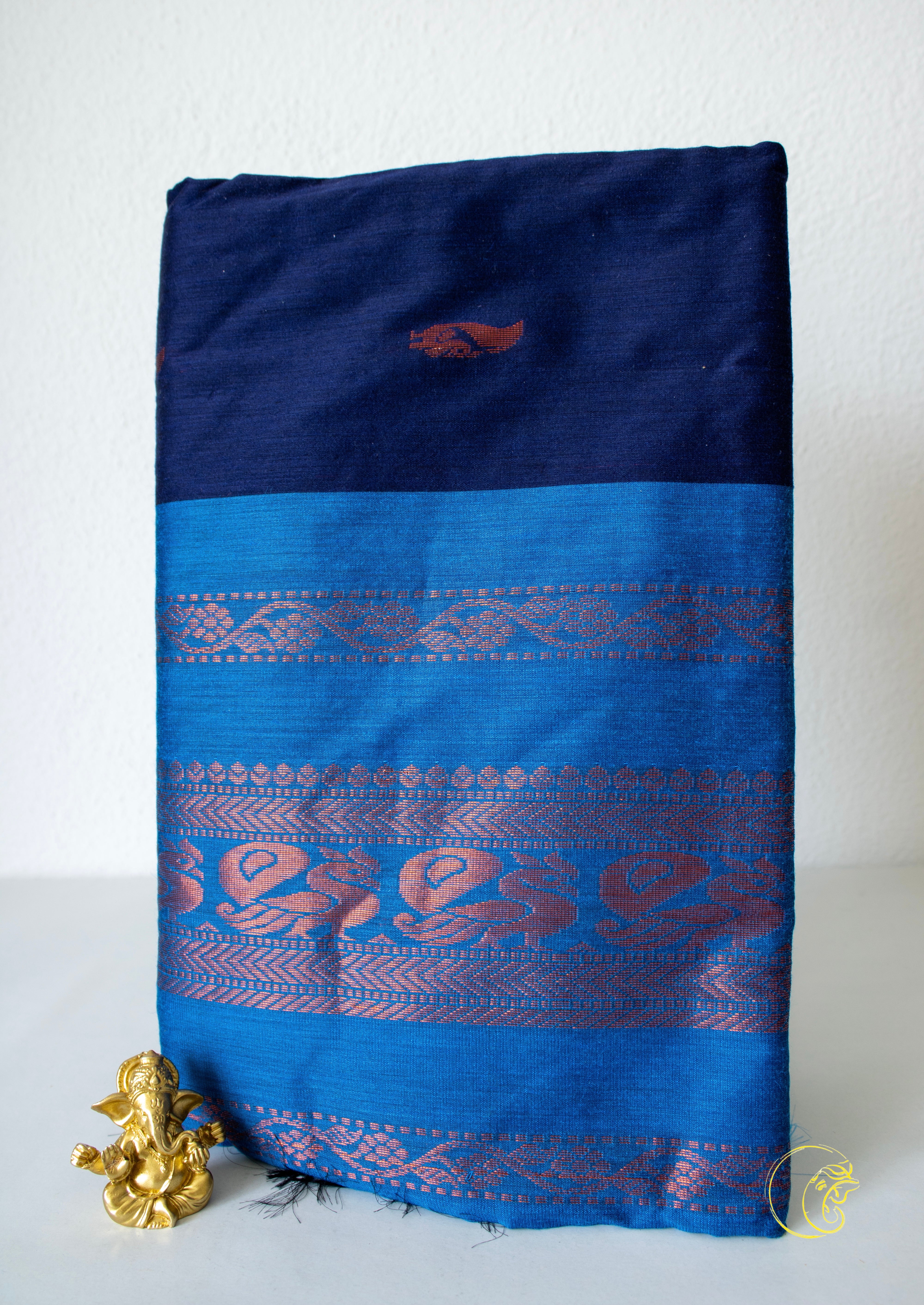 Navy & SkyBlue SoftCotton Saree (Kalyani)