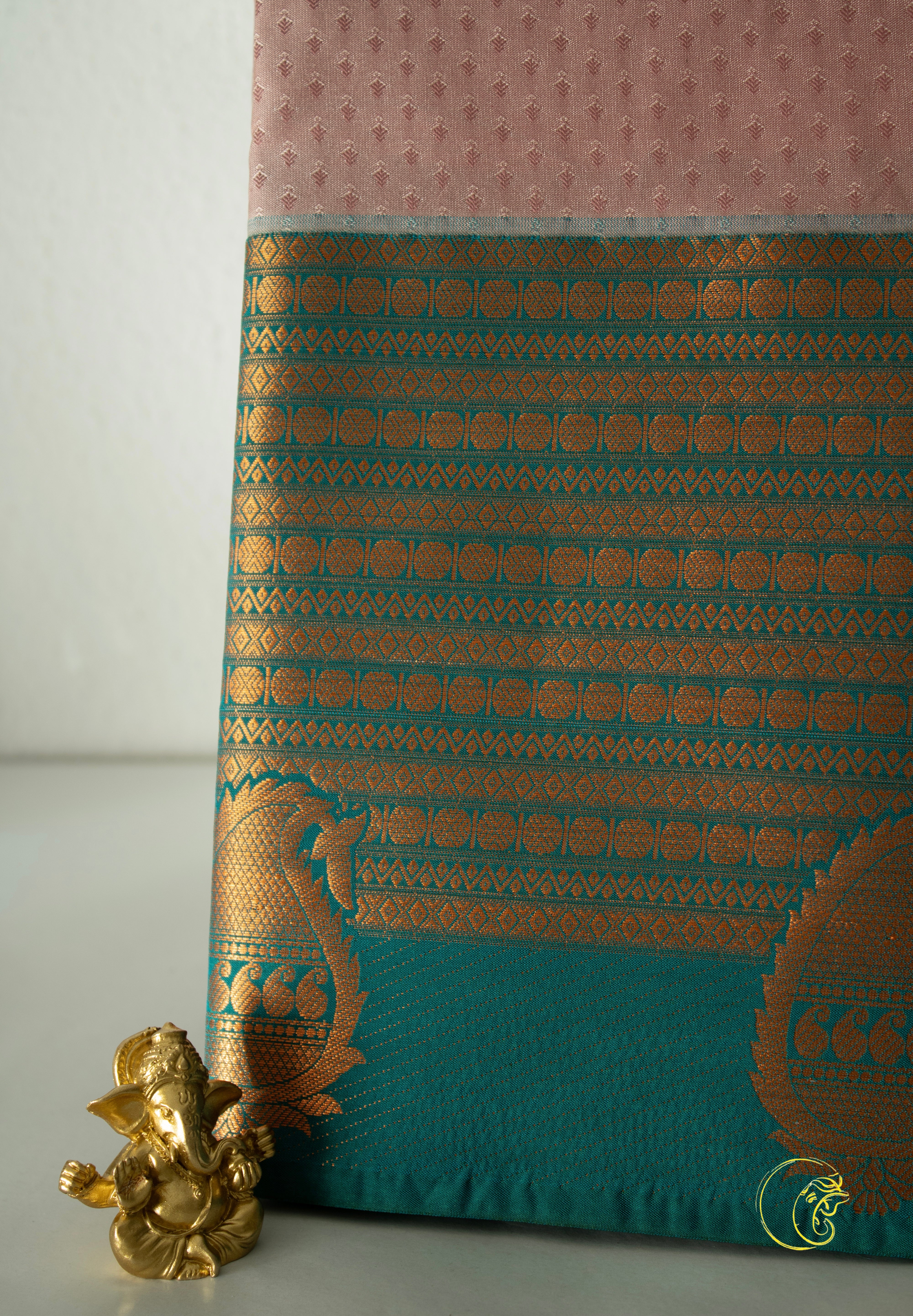 Rosé & Dark Turquois Softsilk Saree