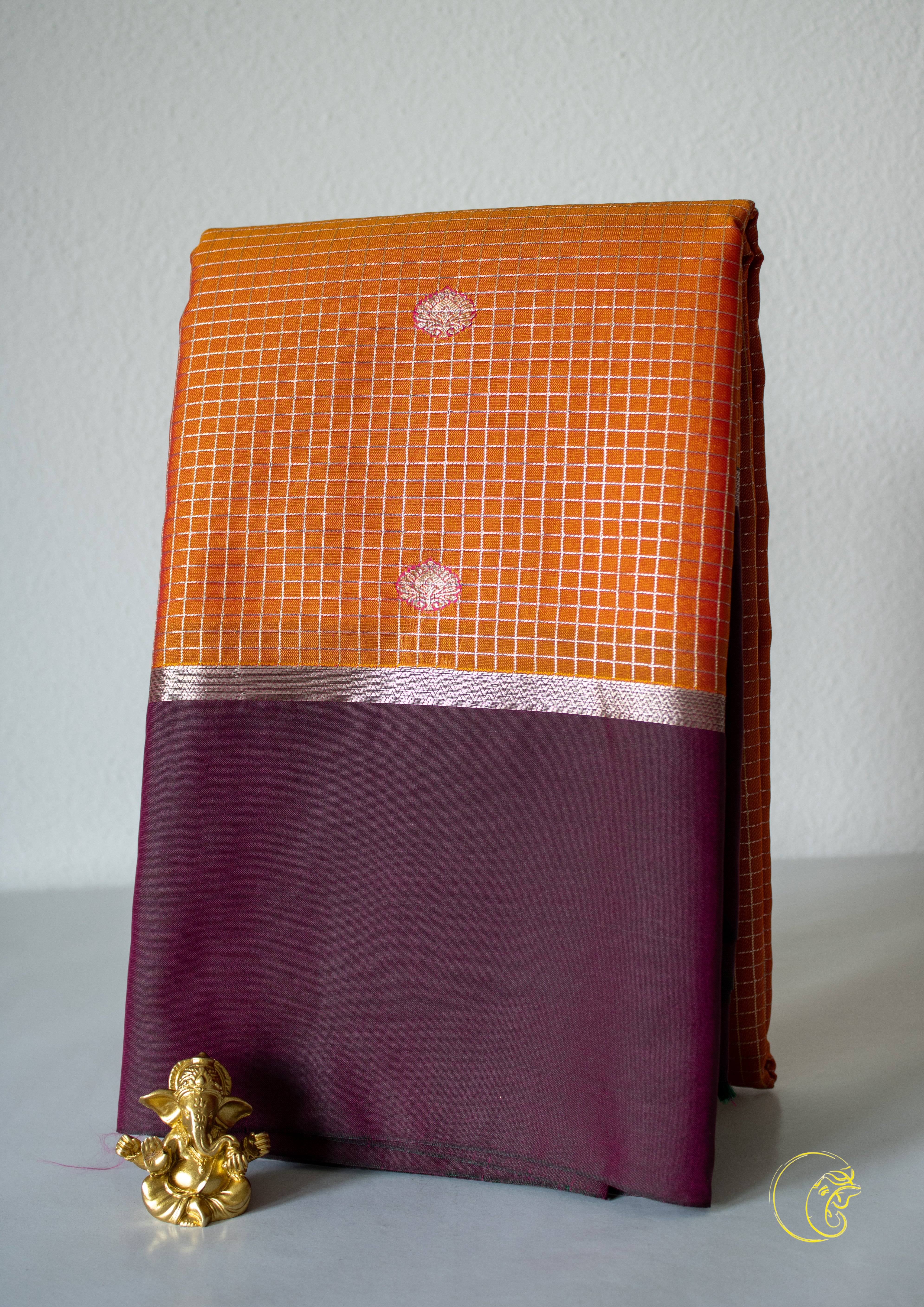 Orange & Purple SemiKanchi Saree