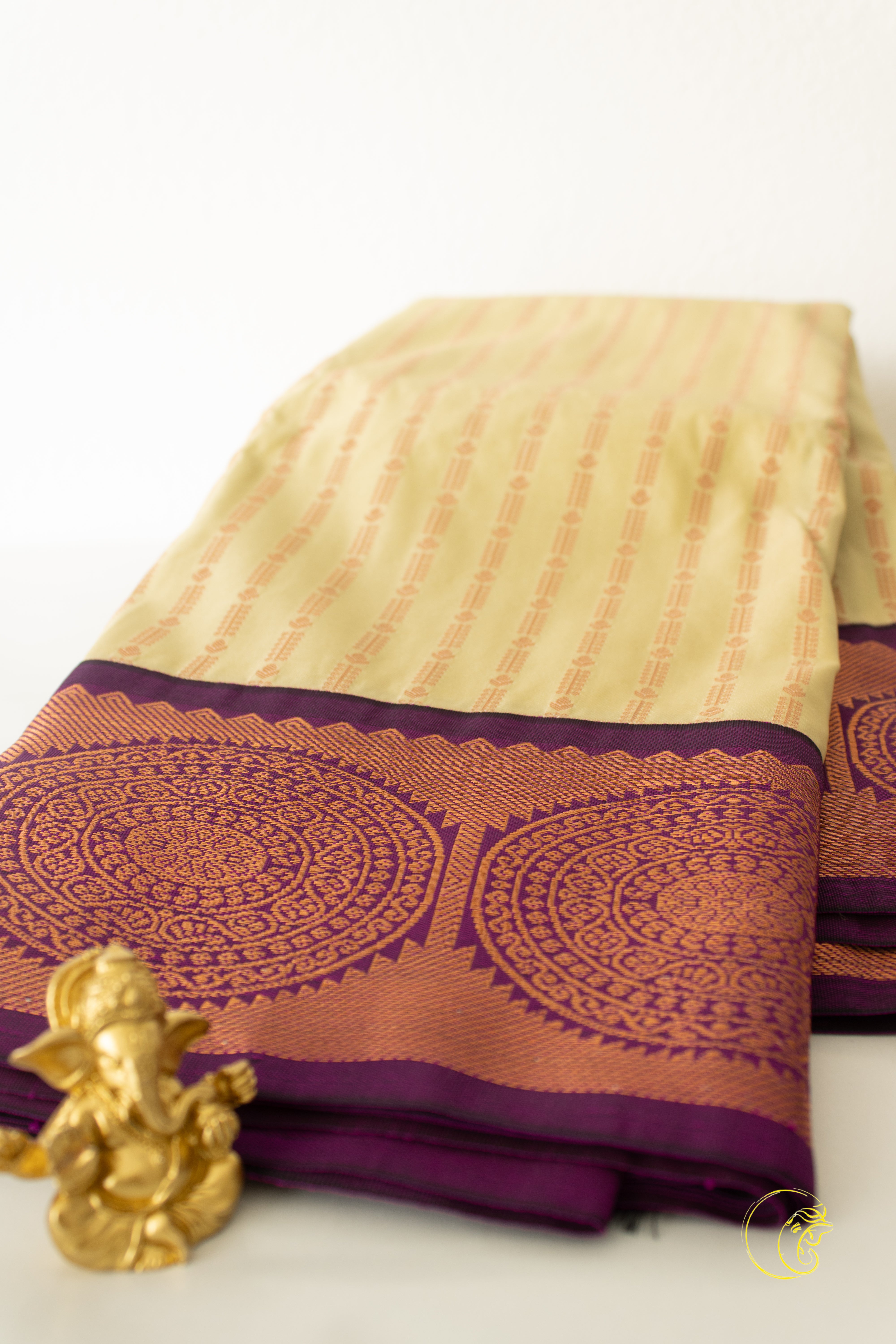 Vanilla & Purple SoftSilk Saree