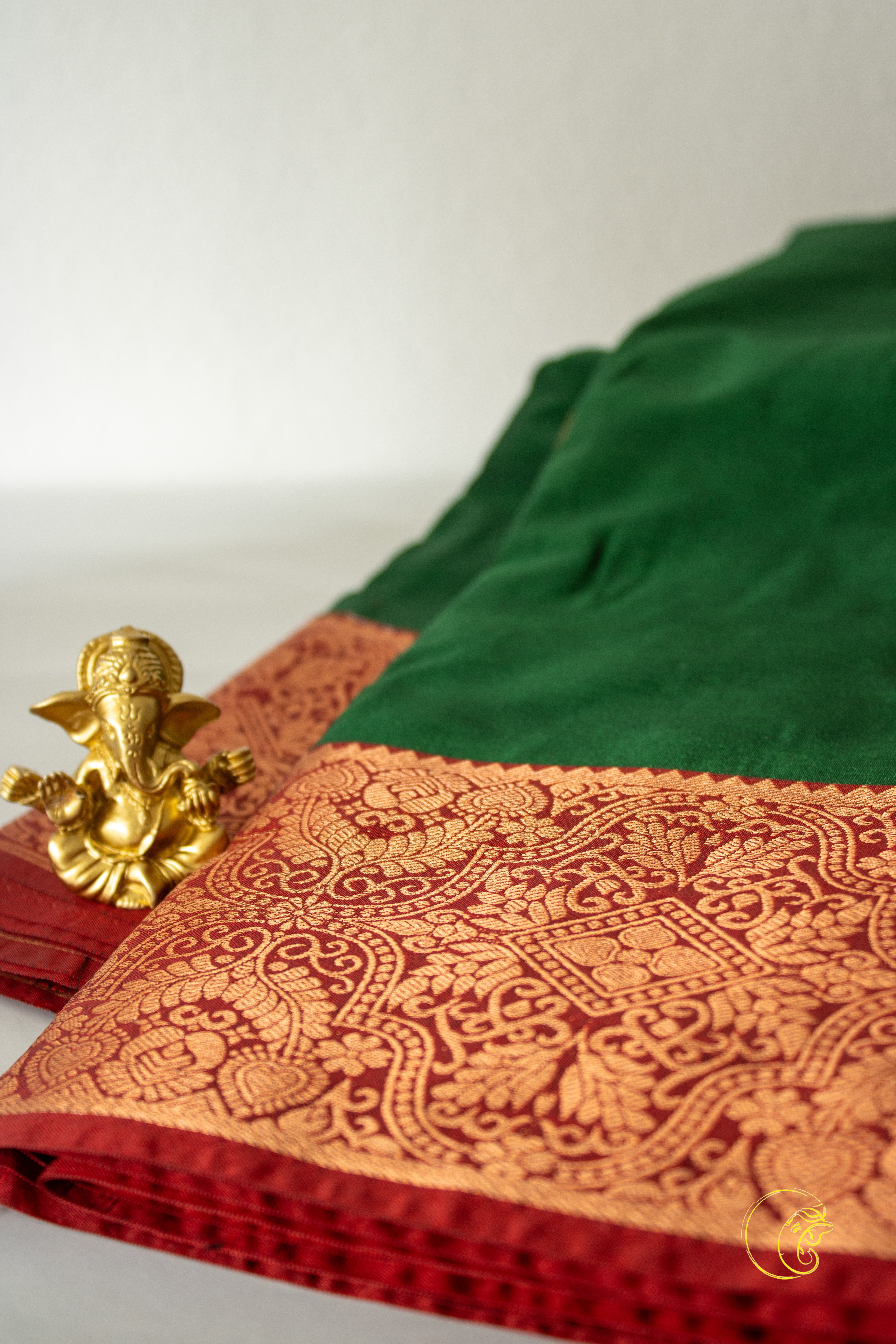 Emerald Green & Maroon SoftSilk Saree