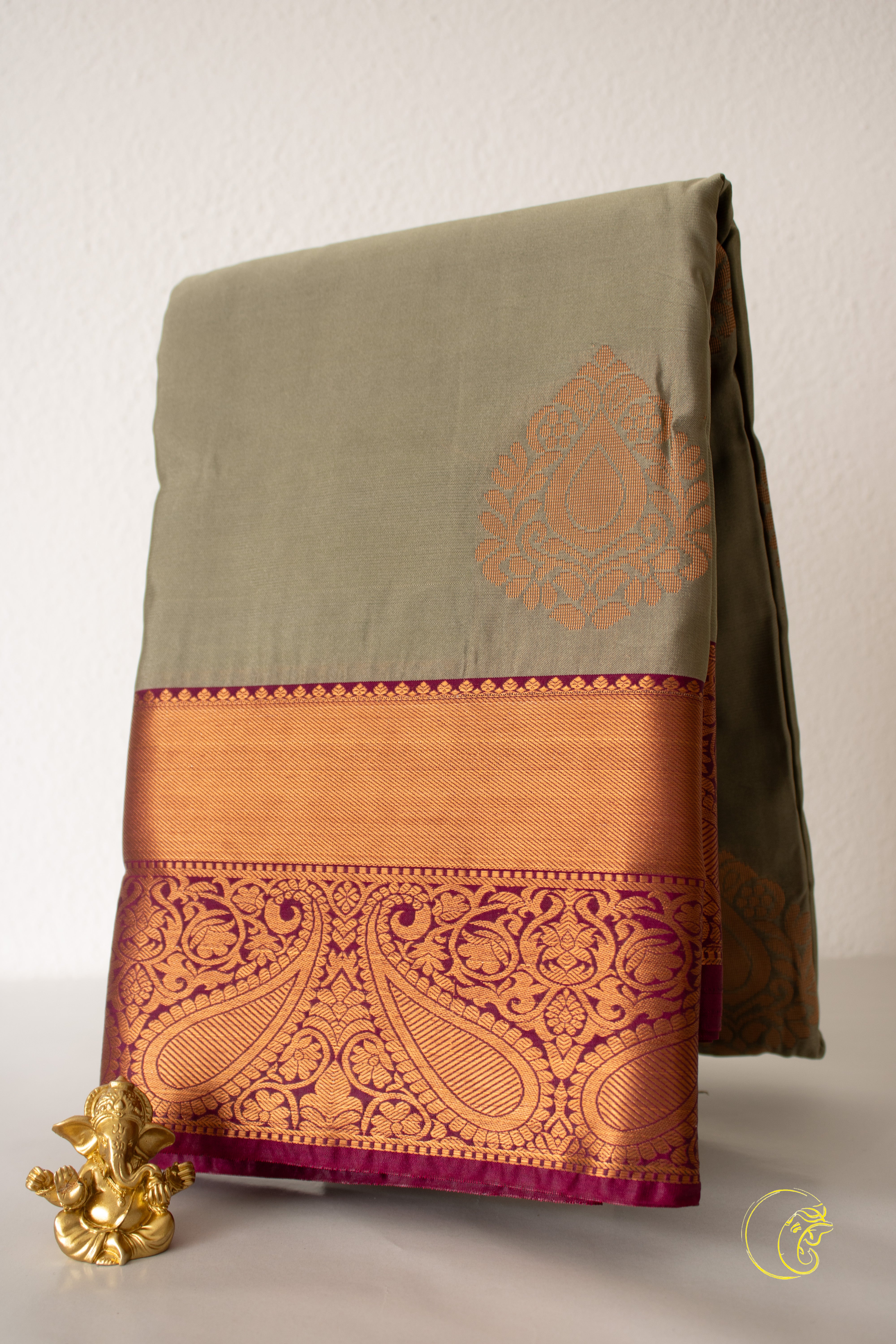 Grey & Wild Plum SoftSilk Saree